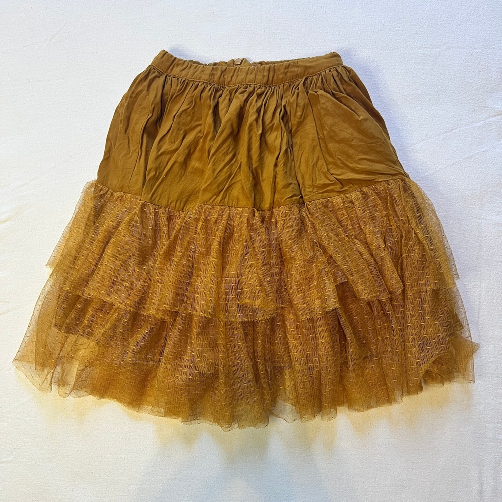 Mia Joy Ada Tulle‎ Skirt Tiered Tulle Skirt Size 3 Golden Brown Orange